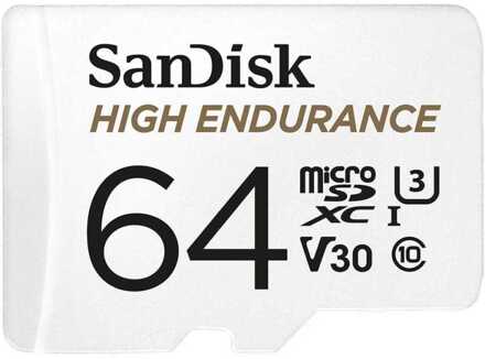 MicroSDHC High Endurance 64GB incl SD adapter Micro SD-kaart Wit