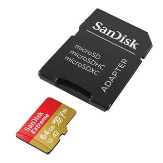 MicroSDXC Extreme 64GB 170mb / 60mb,U3,V30,A2 AC incl RP DL 1Y Micro SD-kaart Goud