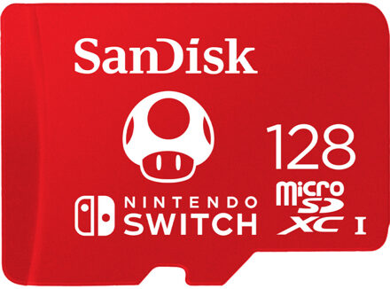 MicroSDXC Extreme Gaming 128GB 100MB / 90mb Nintendo licensed Micro SD-kaart Rood