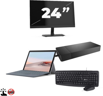 Microsoft Surface Go 2 (Zonder Toetsenbord) - Intel Core m3-8e Generatie - 10 inch - Touch - 4GB RAM - 64GB SSD - Windows 11 Home + 1x 24 inch Monitor