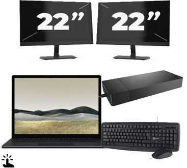 Microsoft Surface Laptop 3 - Intel Core i5-10e Generatie - 13 inch - Touch - 8GB RAM - 128GB SSD - Windows 11 Home + 2x 22 inch Monitor