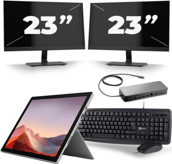 Microsoft Surface Pro 7 - Intel Core i7-10e Generatie - 12 inch - 16GB RAM - 256GB SSD - Windows 11 Home + 2x 23 inch Monitor