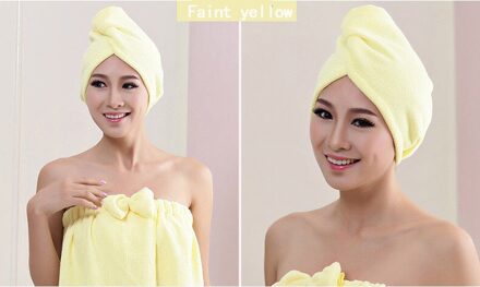 Microvezel Na Douche Haardrooginrichtingen Wrap Womens Meisjes Dame Handdoek Snel Droog Haar Hoed Cap Tulband Head Wrap Baden accessoires Faint geel