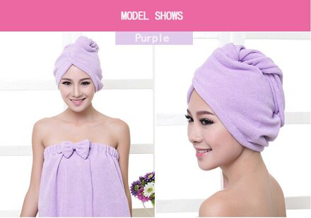 Microvezel Na Douche Haardrooginrichtingen Wrap Womens Meisjes Dame Handdoek Snel Droog Haar Hoed Cap Tulband Head Wrap Baden accessoires paars