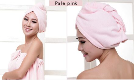 Microvezel Na Douche Haardrooginrichtingen Wrap Womens Meisjes Dame Handdoek Snel Droog Haar Hoed Cap Tulband Head Wrap Baden accessoires Pale roze