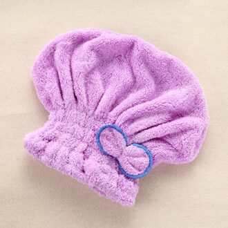Microvezel Quick Haardrooginrichtingen Bad Spa Strik Wrap Handdoek Hat Cap Voor Bad Badkamer Accessoires AIA99 Paars