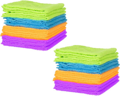 Microvezeldoekjes - 24x stuks - 30 x 30 cm - kleuren mix - schoonmaakdoekjes