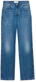 Mid-Washed Indigo Straight Fit Jeans Ami Paris , Blue , Heren - W31,W33,W32