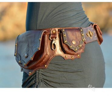 Middeleeuwse Bag Steampunk Knight Piraat Kostuum Vrouwen Vintage Jurk Accessoire Onderdelen Viking Antieke Riem Lederen Portemonnee Bruin