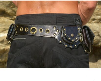 Middeleeuwse Bag Steampunk Knight Piraat Kostuum Vrouwen Vintage Jurk Accessoire Onderdelen Viking Antieke Riem Lederen Portemonnee zwart