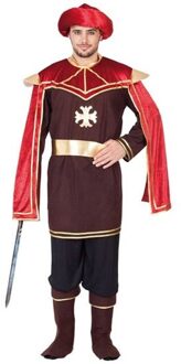 Middeleeuwse Hoveling Kostuum Man Rood - Zalm