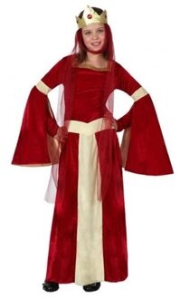 Middeleeuwse prinses/koningin kostuum meisjes- carnavalskleding - voordelig geprijsd 116 (5-6 jaar) Rood