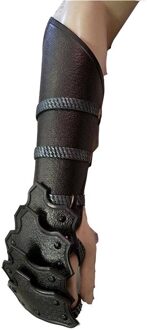 Middeleeuwse Retro Lederen Pu Handschoenen Pneumatische Eye Tie Pols Lange Arm Mouw Pure Half-Vinger Handschoenen zwart