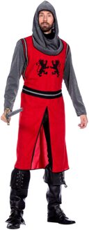 Middeleeuwse Ridder Kostuum Rood/Grijs Premium Multikleur - Print