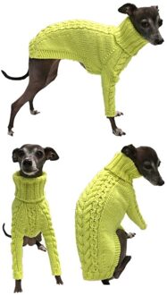 Middelgrote Grote Hond Effen Kleur Gebreide Trui Herfst En Winter Hoge Kraag Grote Hond Trui Warme Hond Trui geel / XXXXXL