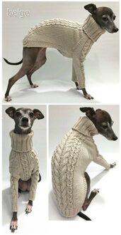 Middelgrote Grote Hond Effen Kleur Gebreide Trui Herfst En Winter Hoge Kraag Grote Hond Trui Warme Hond Trui licht grijs / XXXXXL