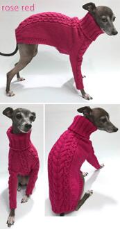Middelgrote Grote Hond Effen Kleur Gebreide Trui Herfst En Winter Hoge Kraag Grote Hond Trui Warme Hond Trui Rood / XXXXXL