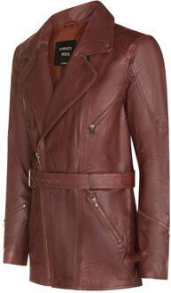 Middellange CE Armor bikerjack met kruisrits Bruin - S