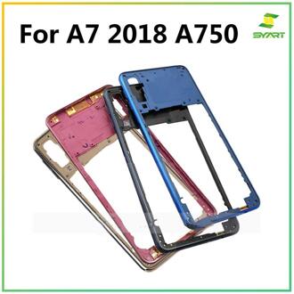 Midden Frame Voor Samsung Galaxy A7 A750F SM-A750 Midden Frame Panel Achter Plastic Behuizing Case Panel Vervanging roze
