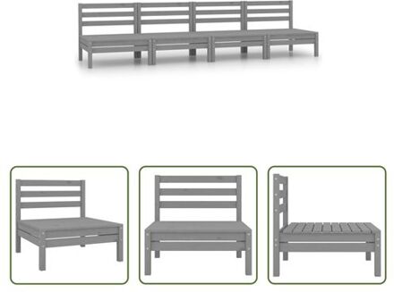 Middenbank - Massief grenenhout - 63.5 x 63.5 x 62.5 cm - Grijs