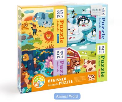 Mideer Puzzels Voor Kinderen Kinderen Speelgoed Papier Puzzel 16/32Pcs Cartoon Dieren Educatief Speelgoed Voor Kinderen Puzzel Doos> 3 Y dier word