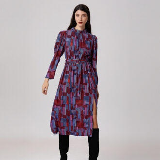 Midi blouse-jurk met grafische print - maat Veelkleurig