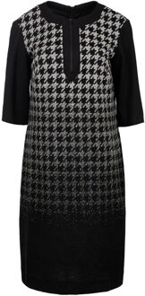 Midi gebreide jacquard ombré jurk met dogtooth print Zwart - EU 38 / UK 10