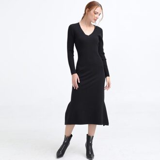 MIDI JUMPER -TRAND MET V -NACKLINE Zwart