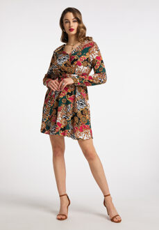 midi-jurk Dames Rood Veelkleurig