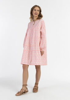 Midi-jurk met all-over print Dames neonroze - L