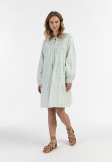 Midi-jurk met all-over print Dames turkoois - maat Turquoise