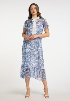 midi-jurk met allover-print naemi - maat Blauw
