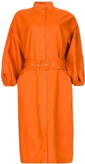 Midi-jurk met ceintuur Velvet  oranje - 40,