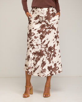 Midi-jurk met koeienprint - maat Bruin
