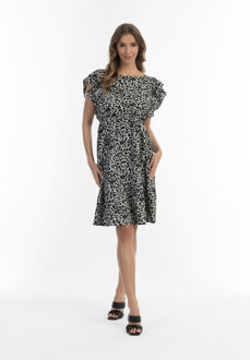 Midi-jurk met luipaardprint Dames Grijze Leeuw Grijs - XS