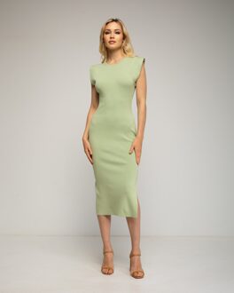 Midi-jurk met opening aan de zijkant Groen - One Size
