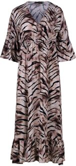 Midi jurk met ruches Zand - XL