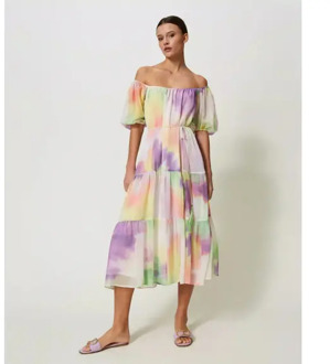 Midi-jurk met tie-dye-effect Print / Multi