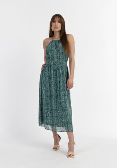 Midi-jurk van chiffon Dames Groen Wit Mint