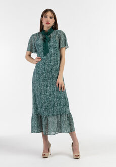 Midi-jurk van chiffon Dames Groen Wit Mint