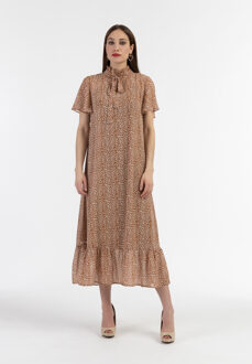 Midi-jurk van chiffon Dames Kameel Wit Camel - S
