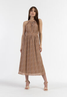 Midi-jurk van chiffon Dames Kameel Wit - maat Camel