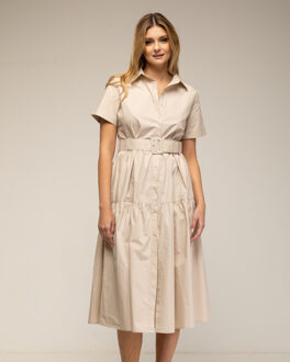 Midi overhemdjurk Beige