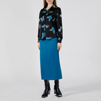 Midi rechte rok Blauw - M
