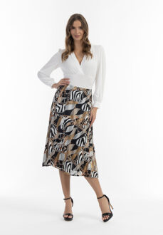 Midi-rok met all-over print Dames Zwart Veelkleurig - maat Zwart/Veelkleurig