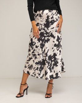 Midi-rok met koeienprint Zwart - L