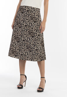 midi rok met leo print caneva Beige