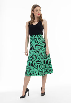 Midi-rok met zebraprint caneva Groen - L