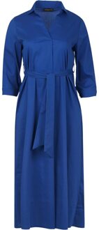 Midi Royal Blue Jurk met Riem Blauw