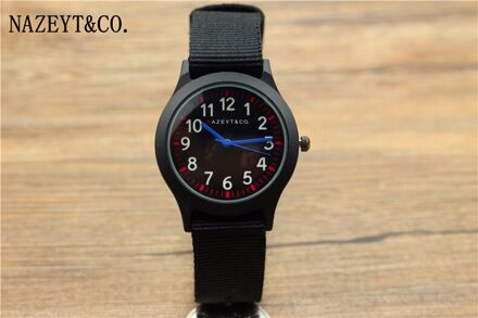 midlle en weinig student zwart nylon band quartz horloge jongens en meisjes kleur handen horloge kind sport leger klok Blauw
